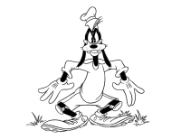Een kleurplaat van  goofy