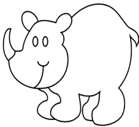 Een kleurplaat van  neushoorn