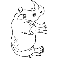 Een kleurplaat van  neushoorn