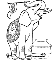 Een kleurplaat van  olifant