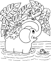 Een kleurplaat van  olifant