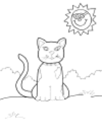 Een kleurplaat van  poes