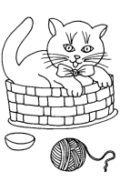 Een kleurplaat van  poes