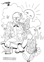 Een kleurplaat van  vlinder