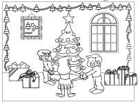 Een kleurplaat van  kerstmis