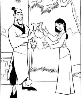 Een kleurplaat van  mulan