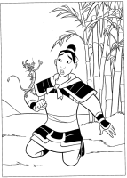 Een kleurplaat van  mulan