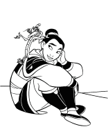 Een kleurplaat van  mulan