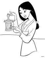 Een kleurplaat van  mulan