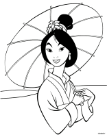 Een kleurplaat van  mulan