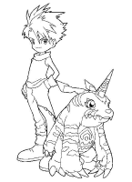 Een kleurplaat van  digimon