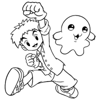 Een kleurplaat van  digimon