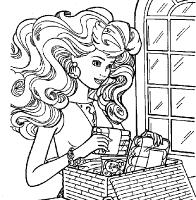 Een kleurplaat van  barbie