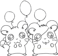 Een kleurplaat van  hamtaro