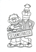 Een kleurplaat van  sesamstraat
