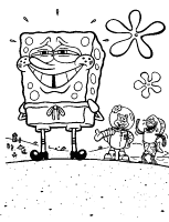 Een kleurplaat van  spongebob