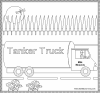 Een kleurplaat van  vrachtwagen