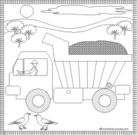 Een kleurplaat van  vrachtwagen